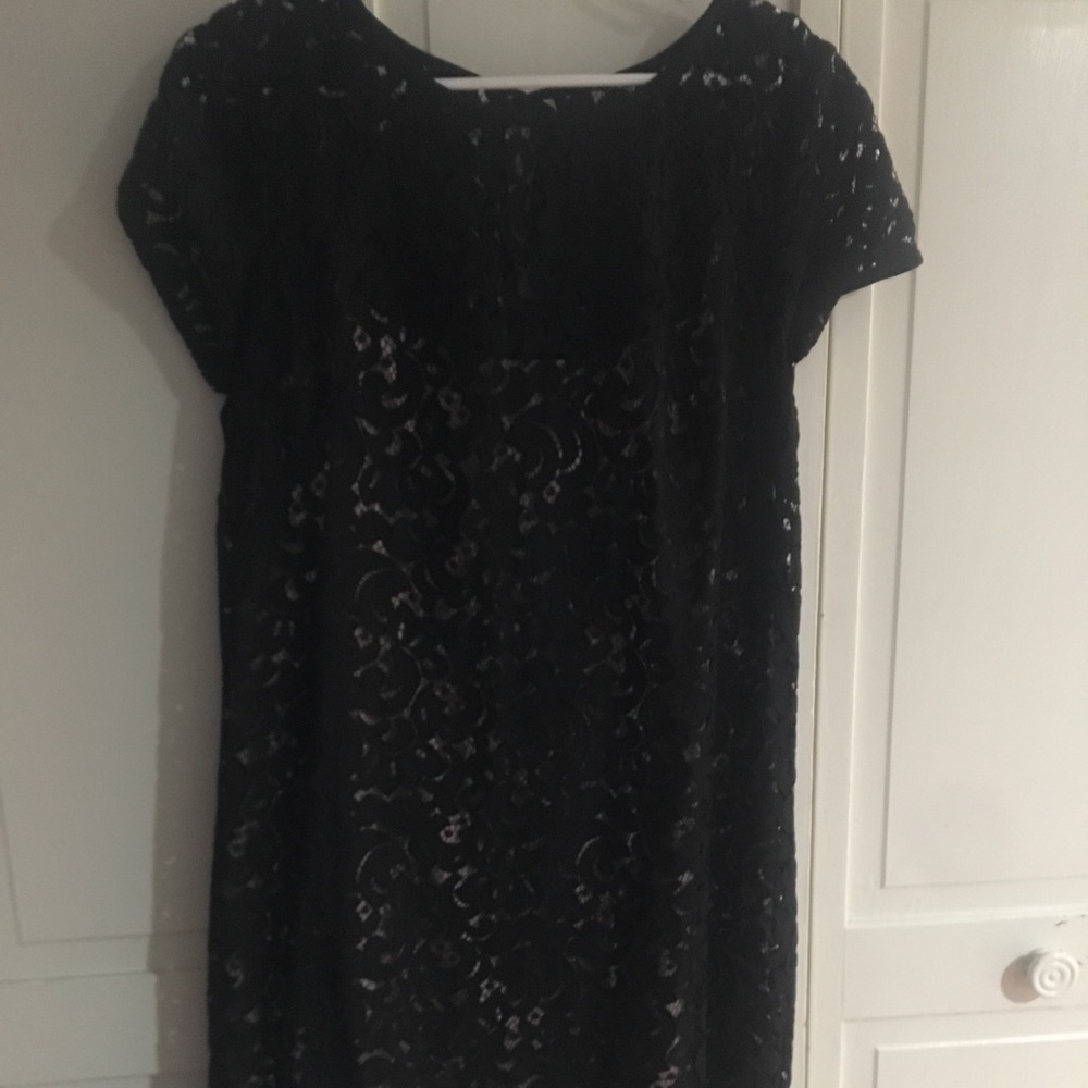 Loft Black dress with blush slip